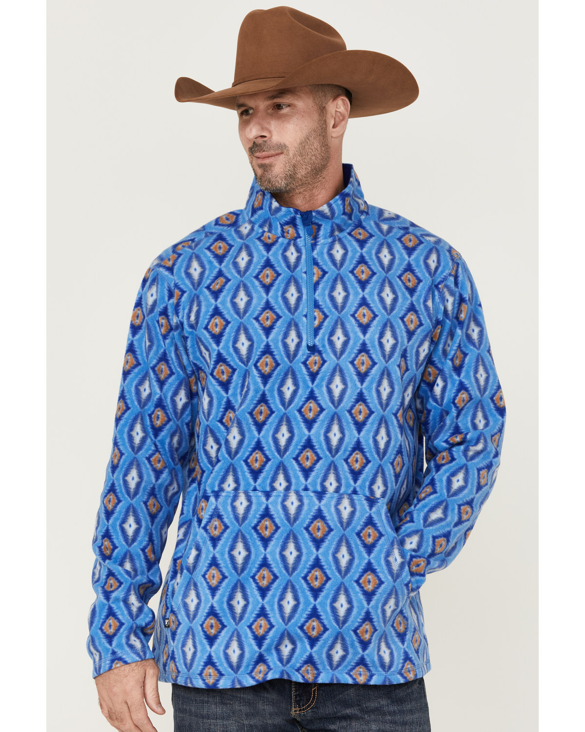 RANK 45® Men's Shadow Southwestern Print 1/4 Zip-Front Fleece Pullover