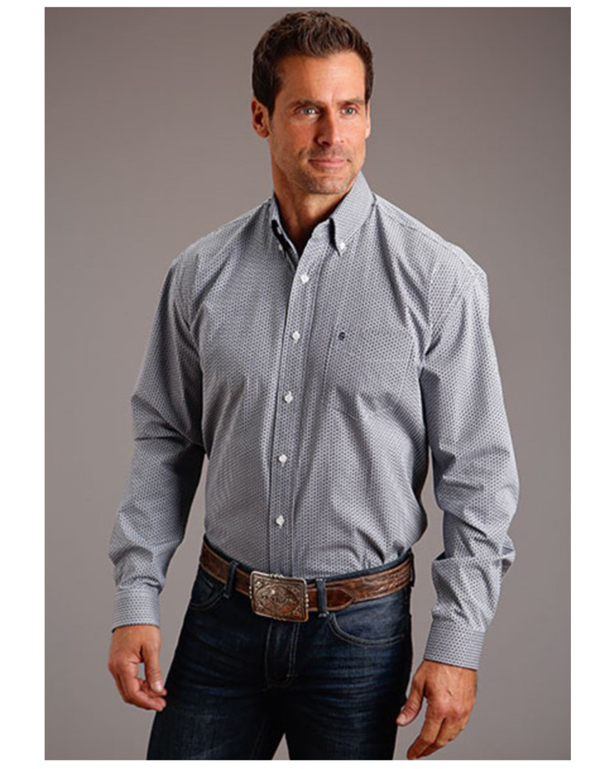 Stetson Men's Geo Print Long Sleeve Button Down Western Shirt