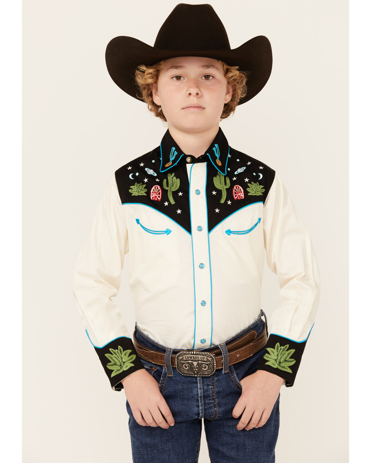 Rockmount Ranchwear Boys' Space Cowboy Long Sleeve Pearl Snap Western Shirt