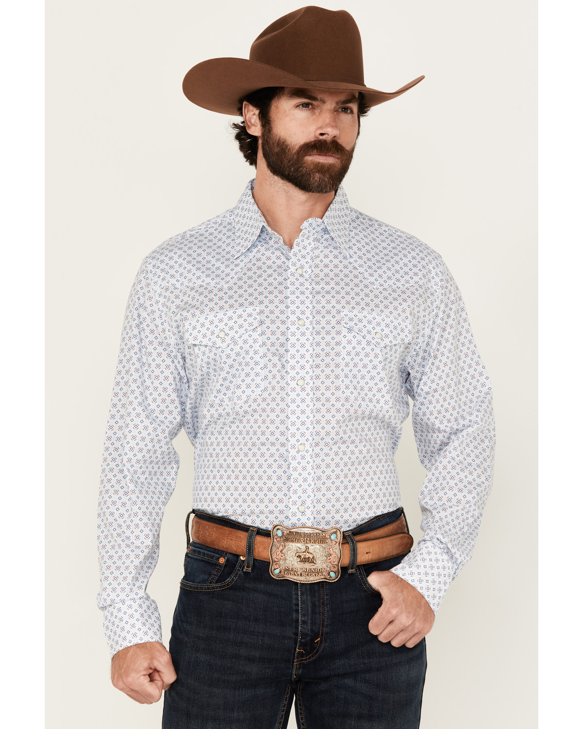Wrangler 20X Men's Geo Print Long Sleeve Snap Stretch Western Shirt