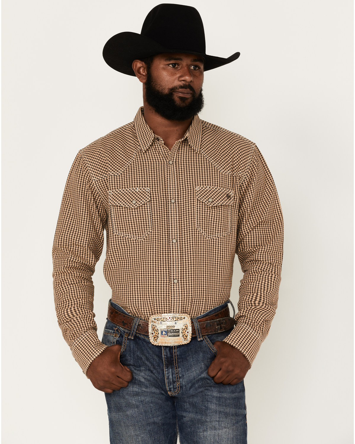 Blue Ranchwear Men's Gingham Western Snap Shirt