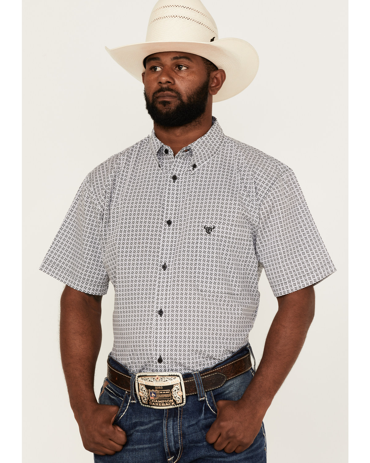 Cowboy Hardware Men's Twisted Adobe Geo Print Button Down Western Shirt