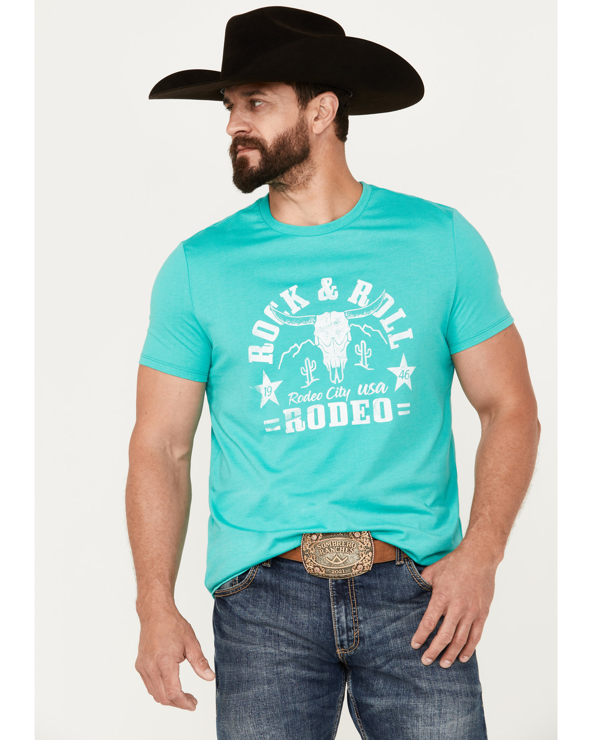 Rock & Roll Denim Men's Rodeo Skull Short Sleeve Graphic T-Shirt