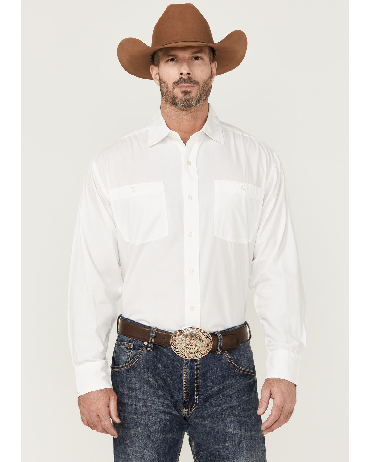 Resistol Men's Solid Long Sleeve Button Down Western Shirt
