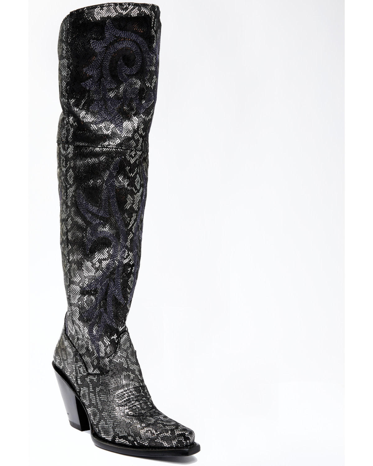 Dan Post Women's Black Snake Print Western Boots - Snip Toe