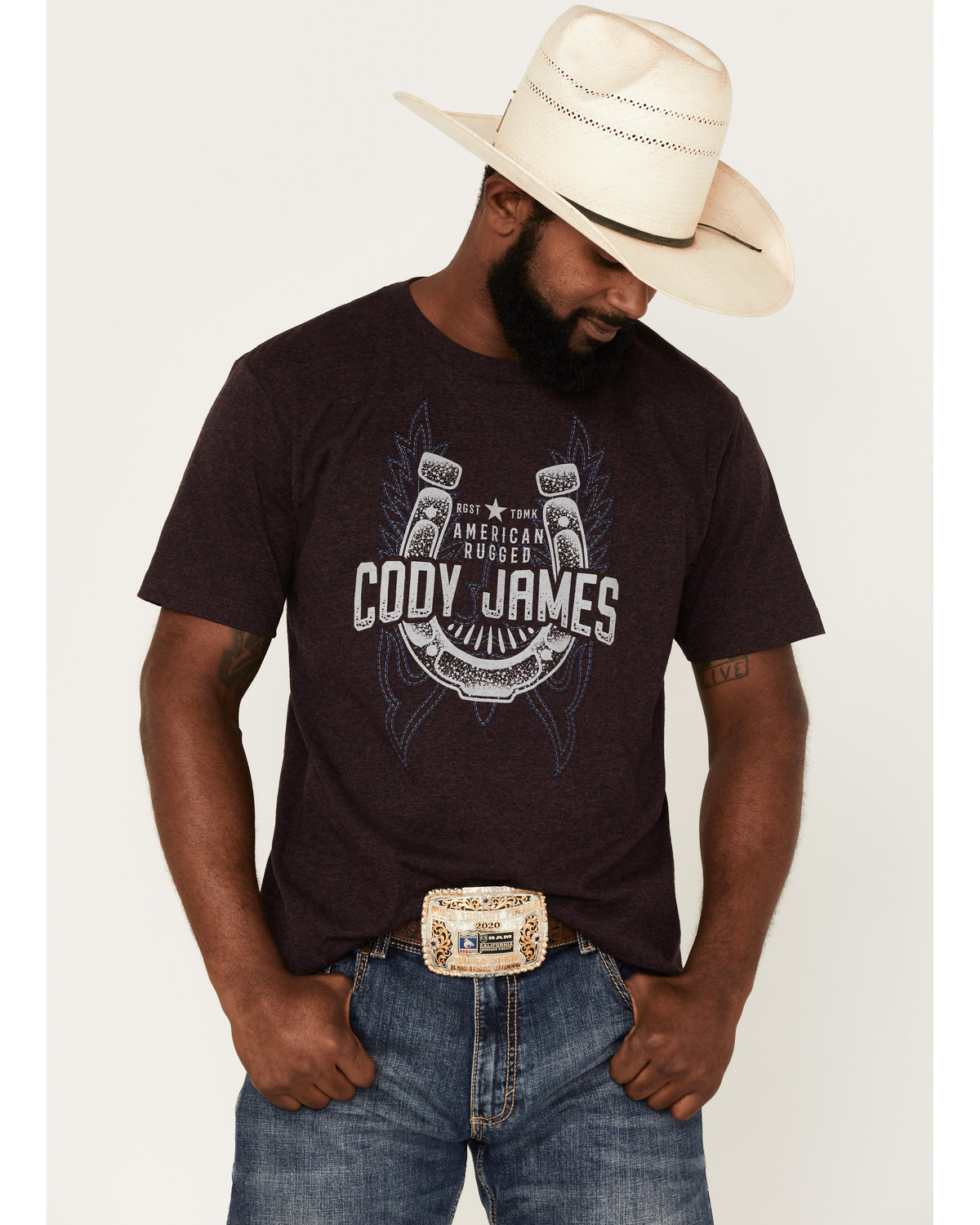 Cody James Men's Boot Stitch Horseshoe Graphic Short Sleeve T-Shirt