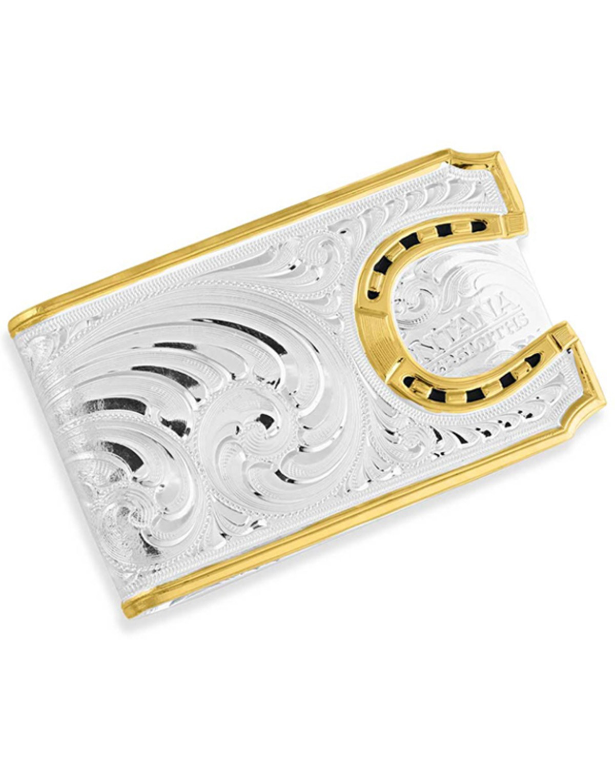 Montana Silversmiths Two-Tone Carved Horseshoe Money Clip