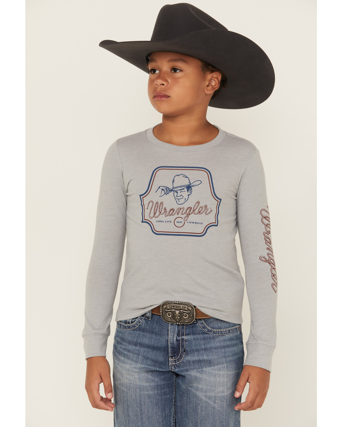 Wrangler Boys' Logo Long Sleeve Graphic T-Shirt