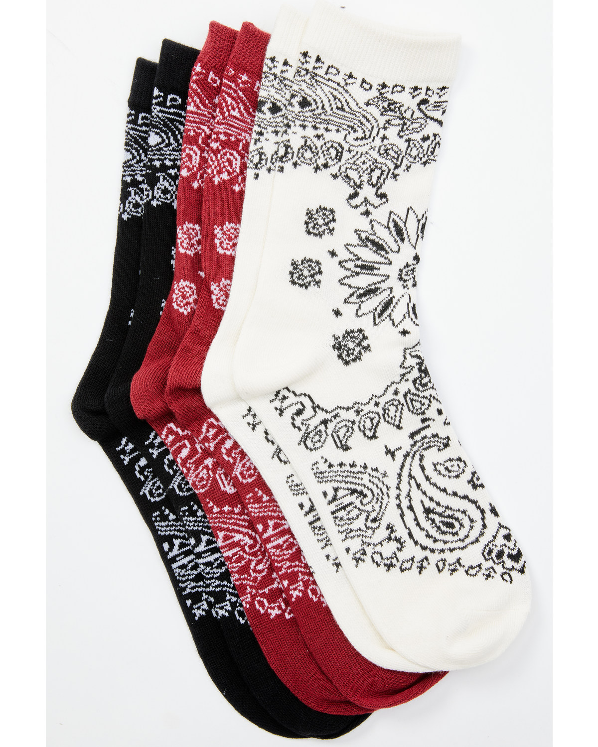 Shyanne Women's 3-Pack Bandana Pattern Knit Crew Socks