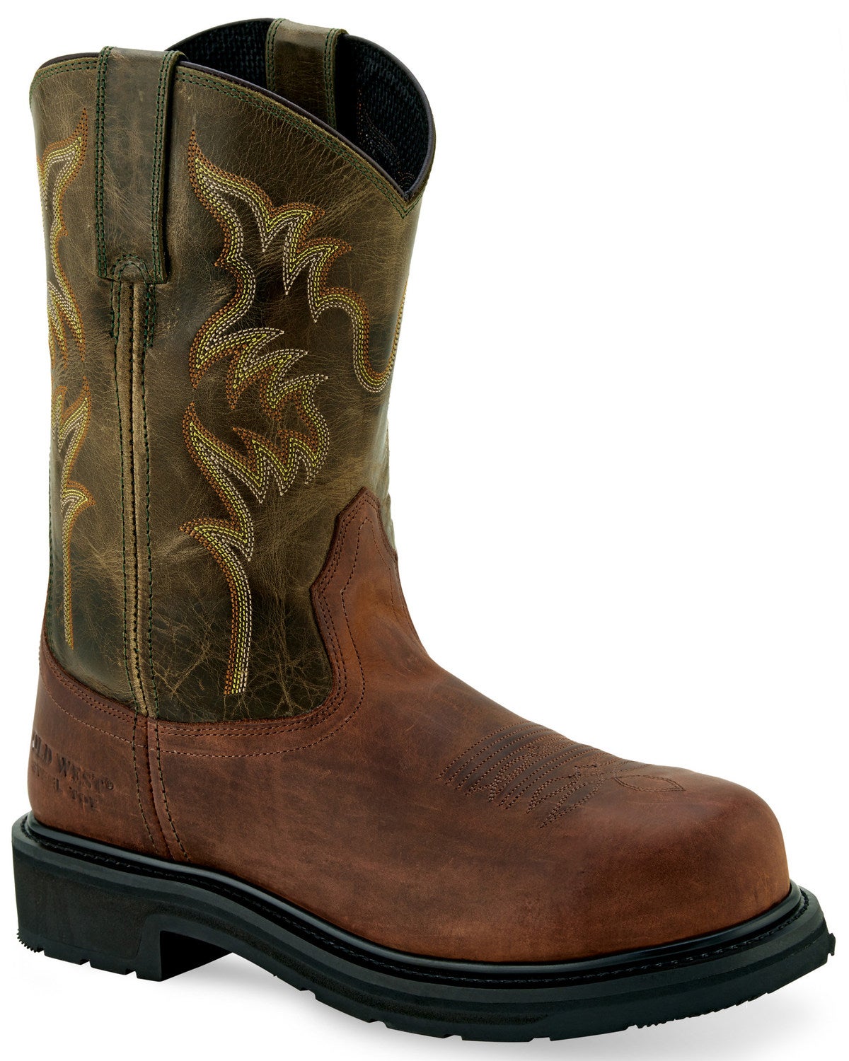 Old West Men's Orange Western Work Boots - Steel Toe ...
