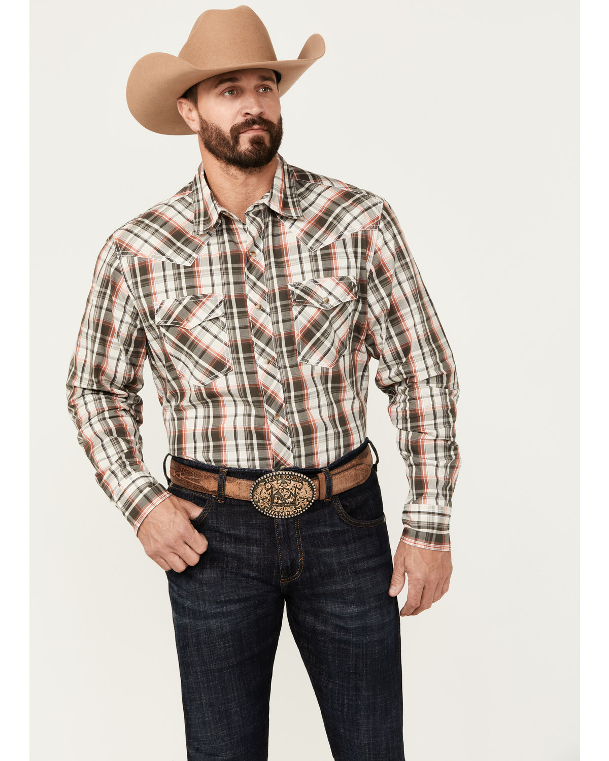 Wrangler Men's 20X Plaid Print Long Sleeve Snap Western Shirt