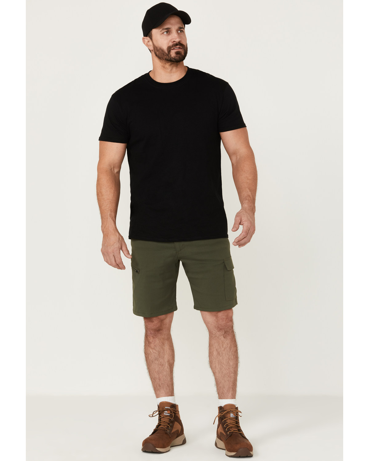 ATG by Wrangler Men's All-Terrain Deep Olive Asymmetric Cargo Shorts