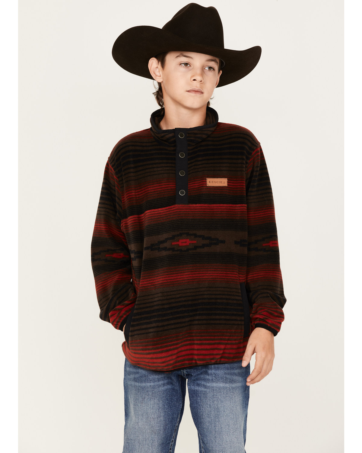 Cinch Boys' Southwestern Stripe Print Fleece Pullover