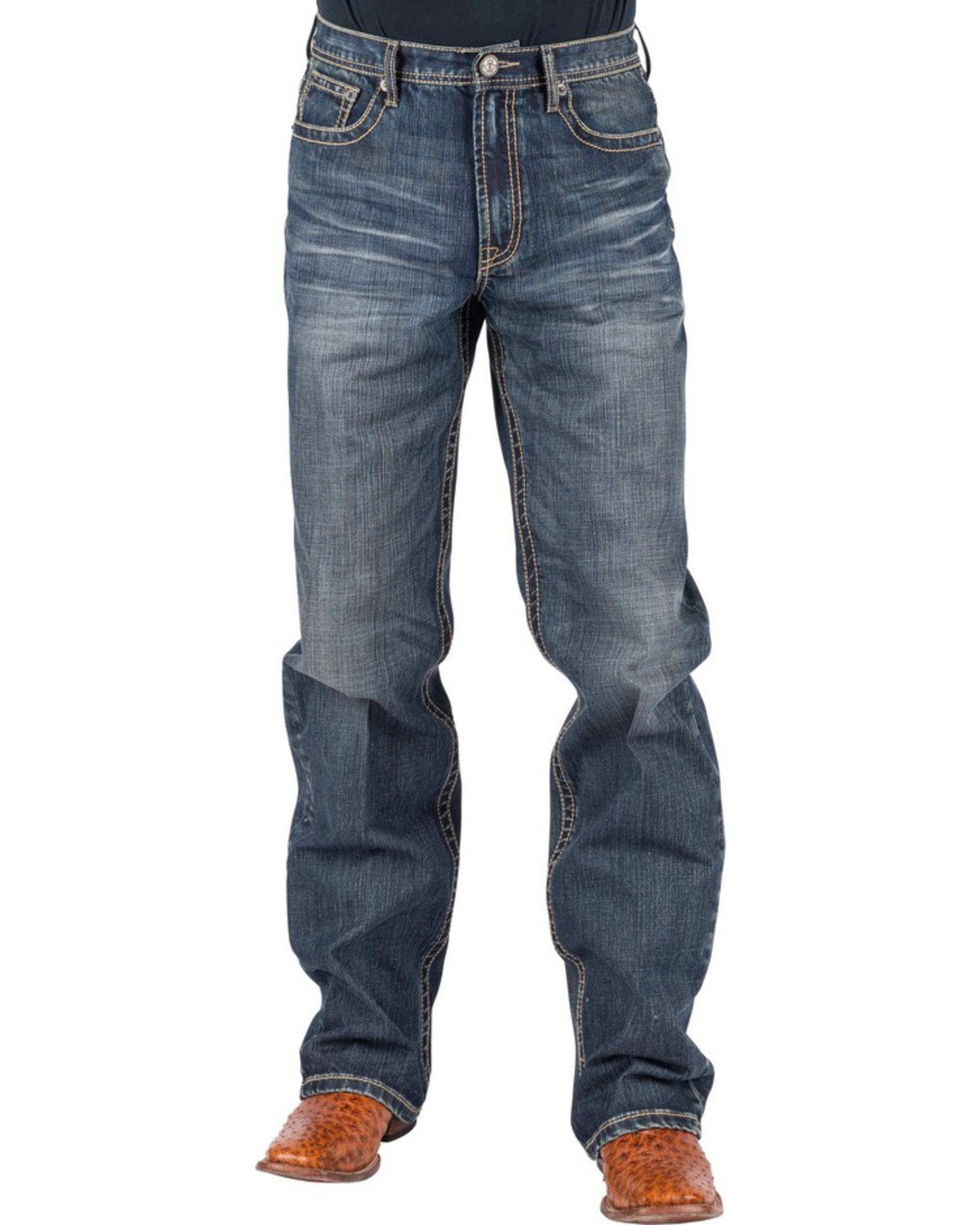 Tin Haul Men's Regular Joe Fit Red Deco Stitching Bootcut Jeans