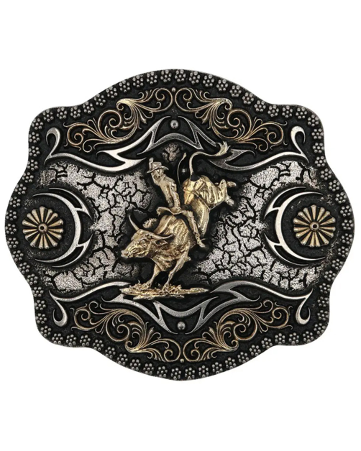 Montana Silversmiths Men's A-Blaze Filigree Framed Bull Rider Belt Buckle