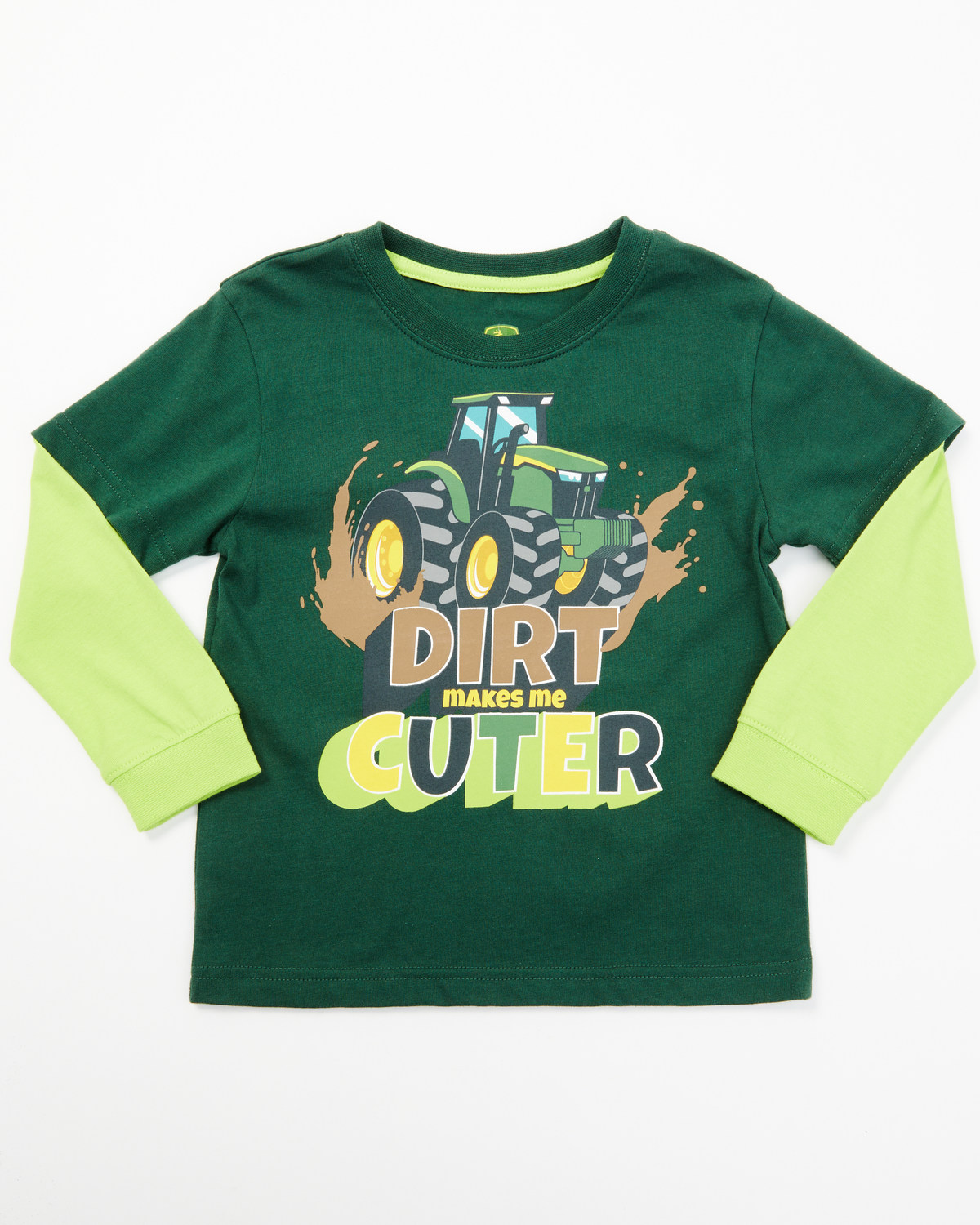 John Deere Toddler Boys' Dirt Makes Me Cuter Long Sleeve Graphic T-Shirt