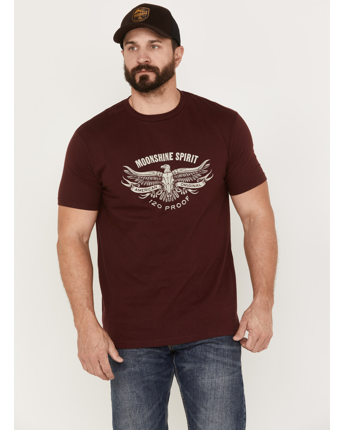 Moonshine Spirit Men's American Longhorn Graphic Short Sleeve T-Shirt