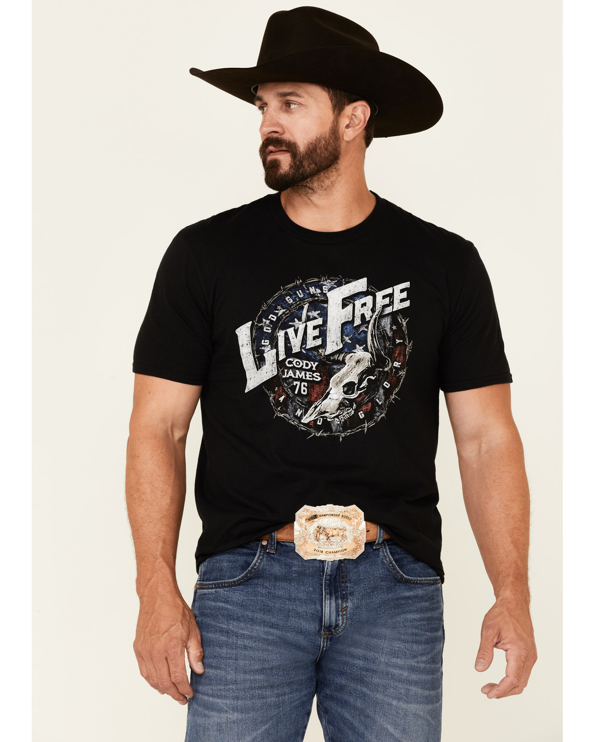 Cody James Men's Live Free Barb Wire Circle Graphic Short Sleeve T-Shirt