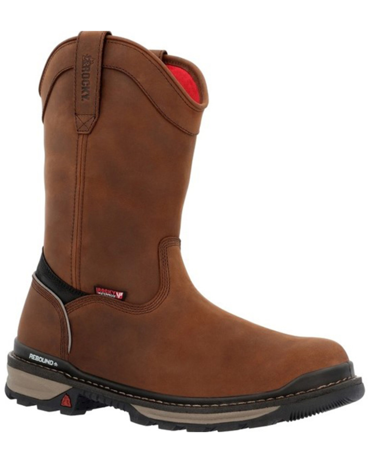 Rocky Men's Rams Horn Waterproof Pull On Work Boots - Round Toe