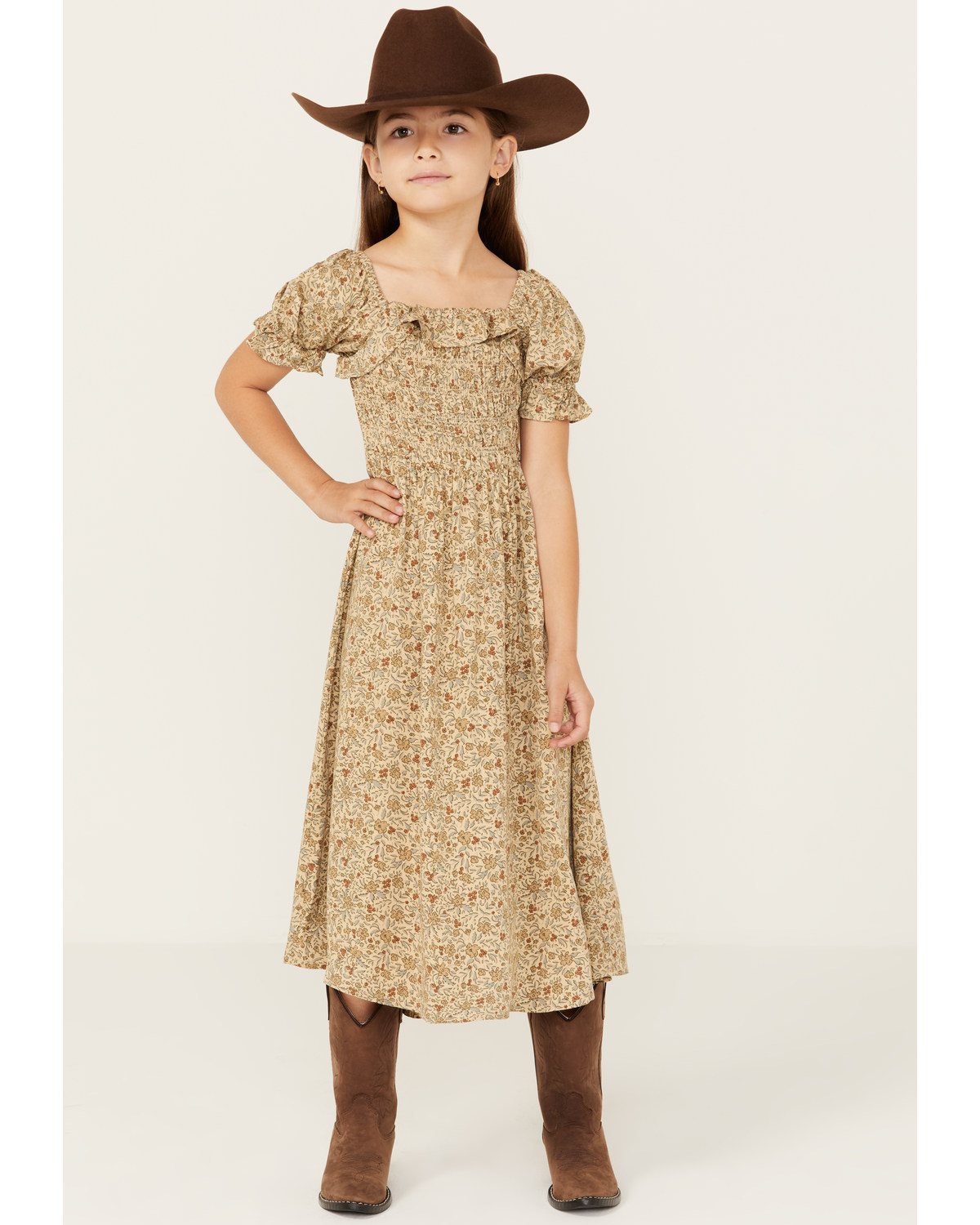Rylee & Cru Girls' Golden Garden Print Dress