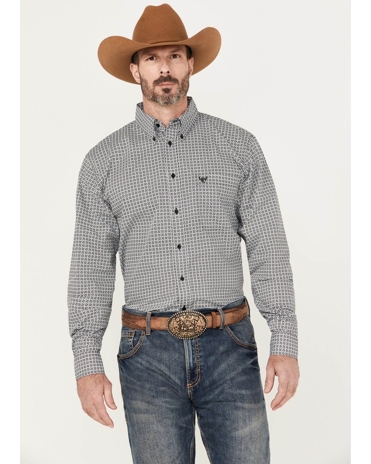 Cowboy Hardware Men's Twisted Adobe Geo Print Long Sleeve Button-Down Western Shirt