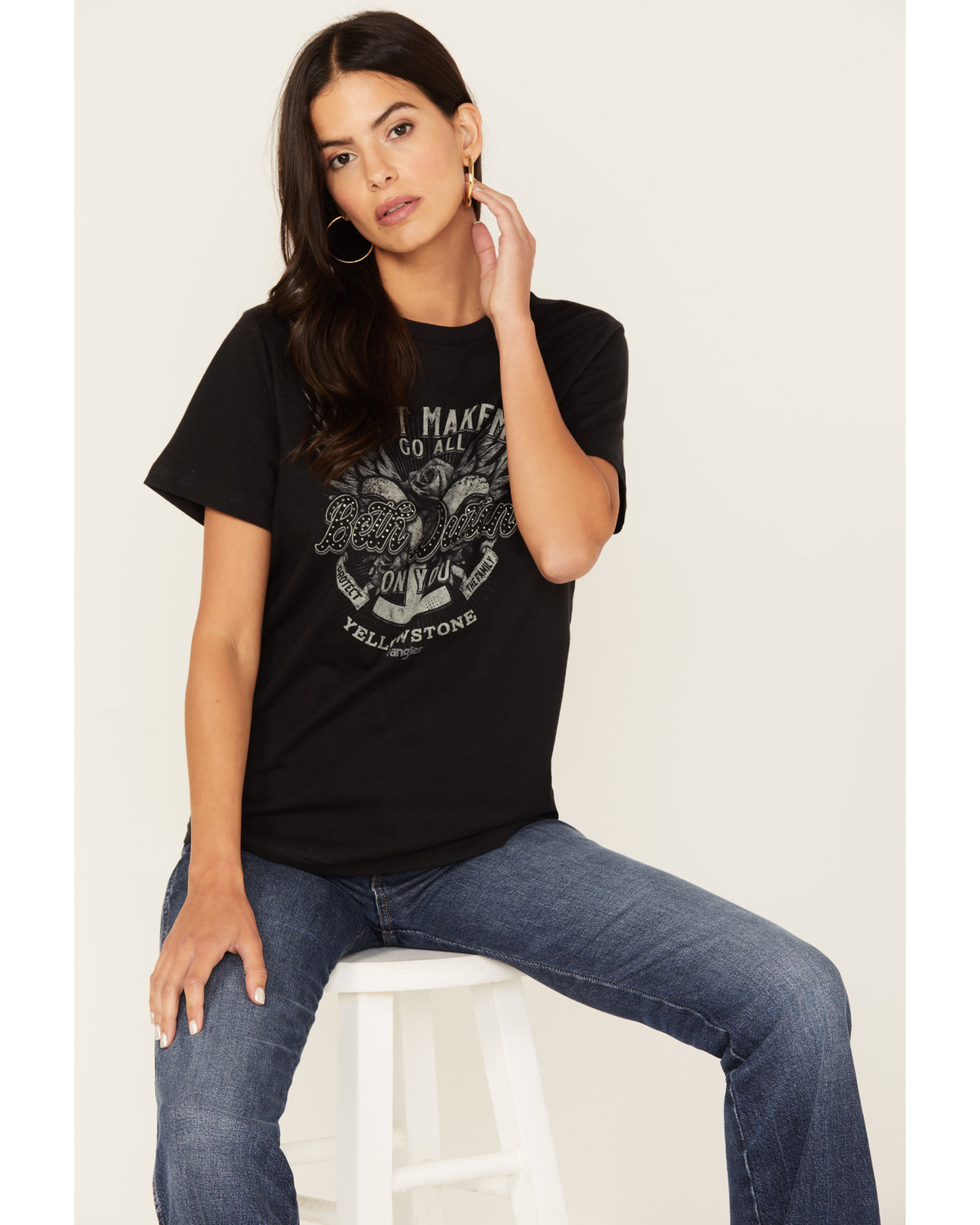 Wrangler Women's Yellowstone Don't Make Me Go All Beth Dutton On You Short Sleeve Graphic Tee