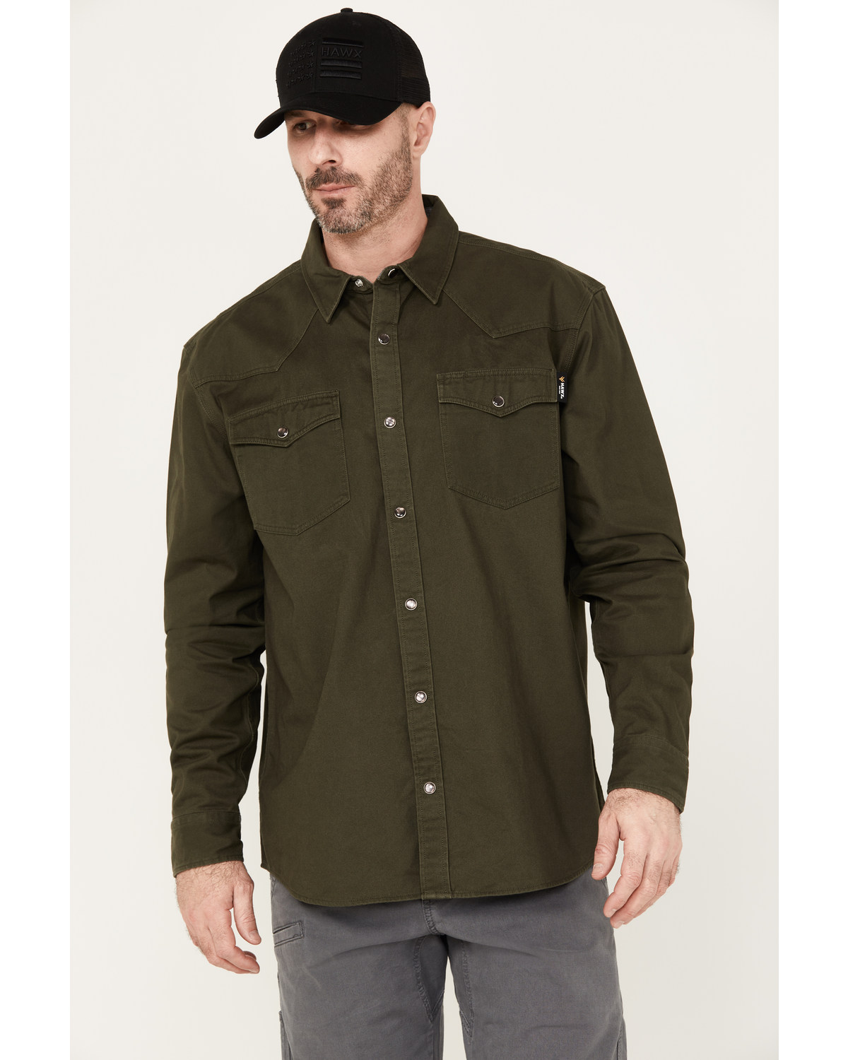 Hawx Men's Long Sleeve Snap Work Shirt