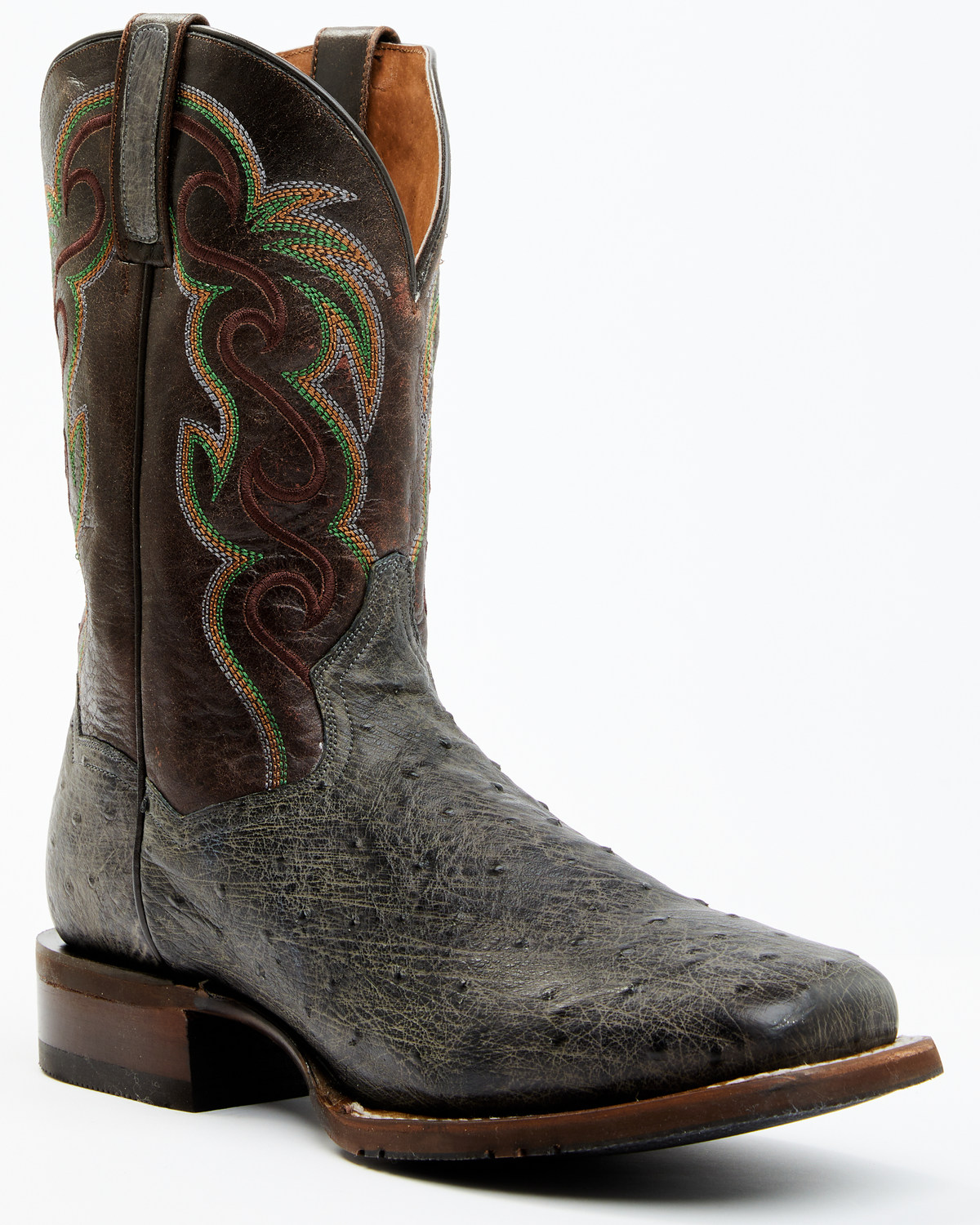 Dan Post Men's Hand Ostrich Quill Western Boots - Broad Square Toe