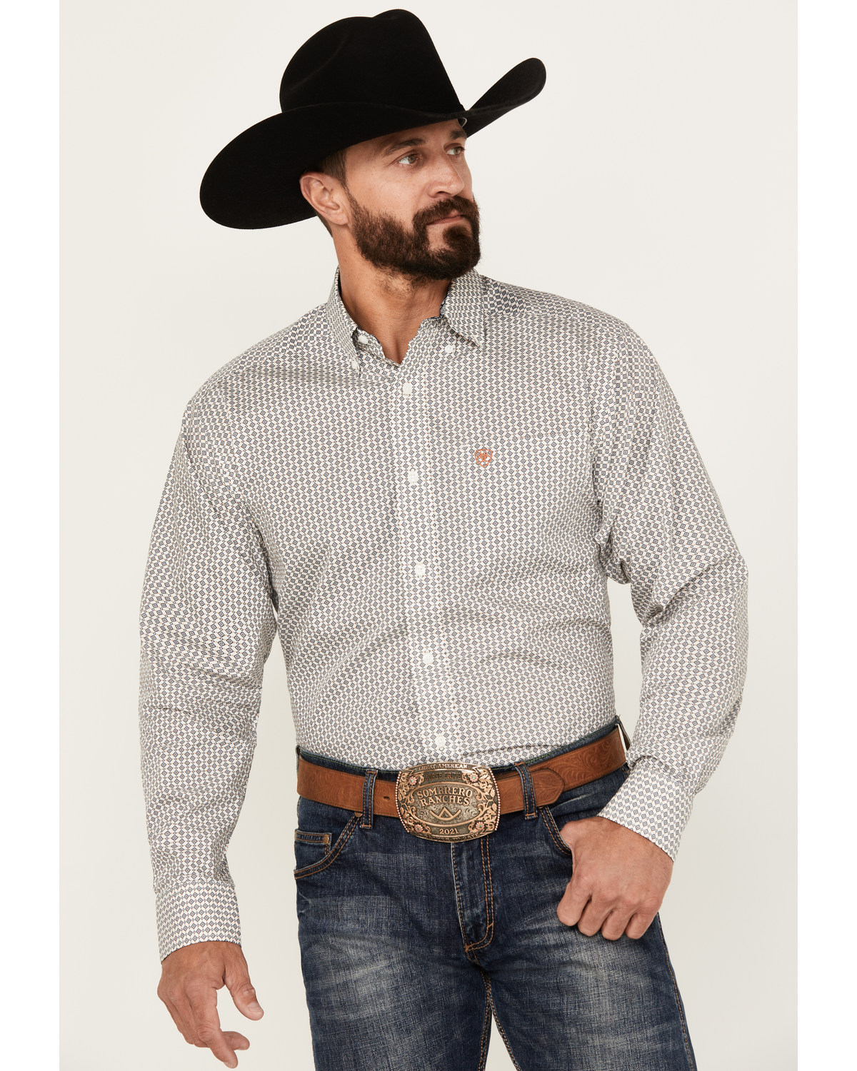 Ariat Men's Kingsley Geo Print Long Sleeve Button-Down Western Shirt