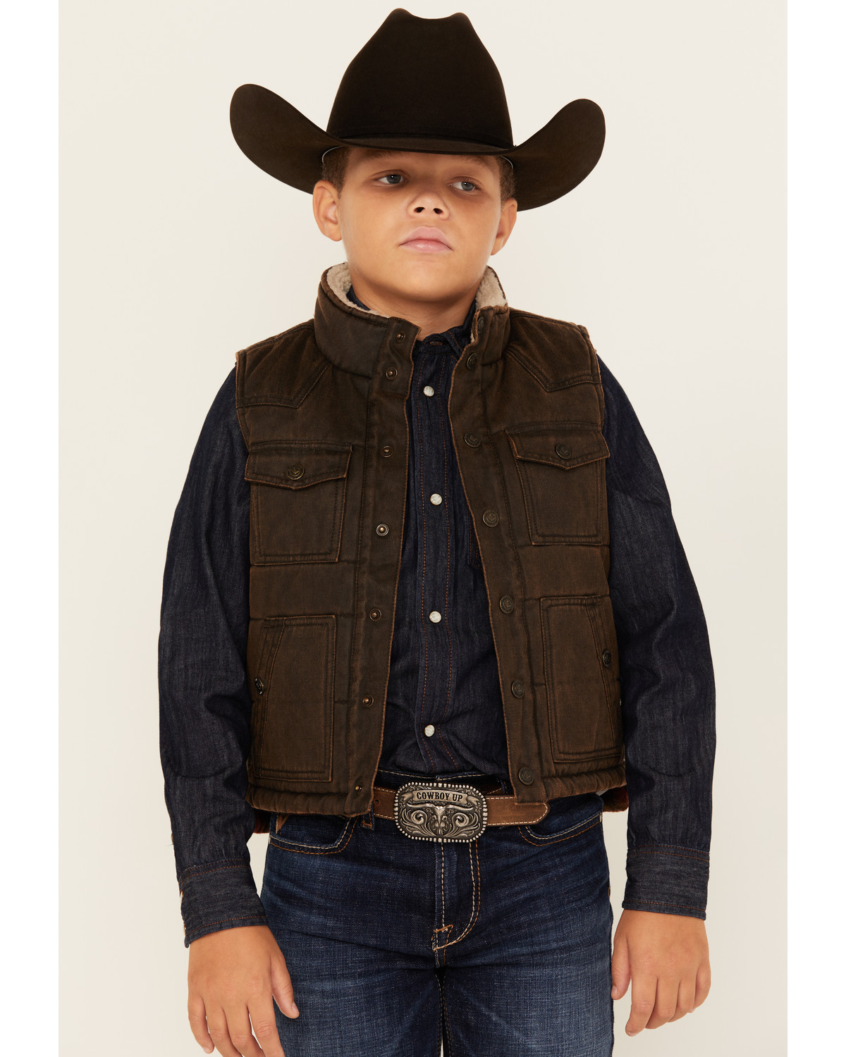 Cody James Boys' Slick Oil Skin Vest