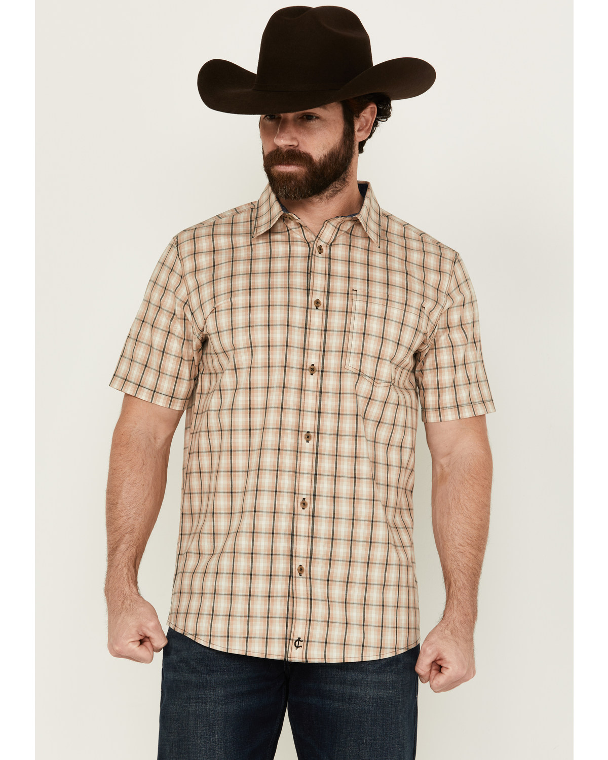 Cody James Men's Adios Plaid Print Short Sleeve Button-Down Western shirt