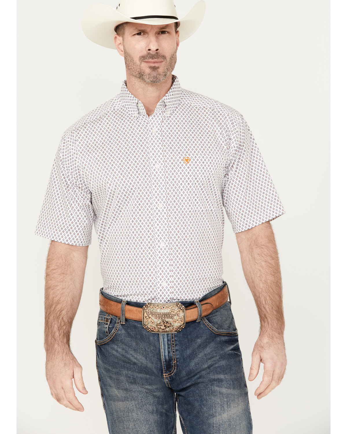 Ariat Men's Mayson Geo Print Classic Fit Short Sleeve Button Down Western Shirt