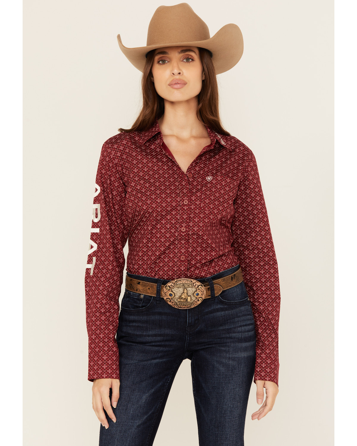 Ariat Women's Team Kirby Geo Print Long Sleeve Button-Down Stretch Western Shirt