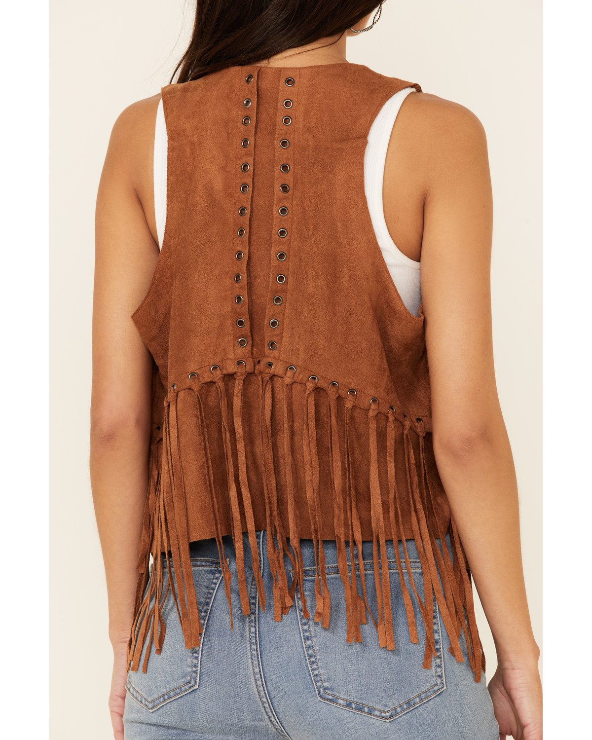 Vocal Women's Camel Faux Suede Fringe Vest Boot Barn