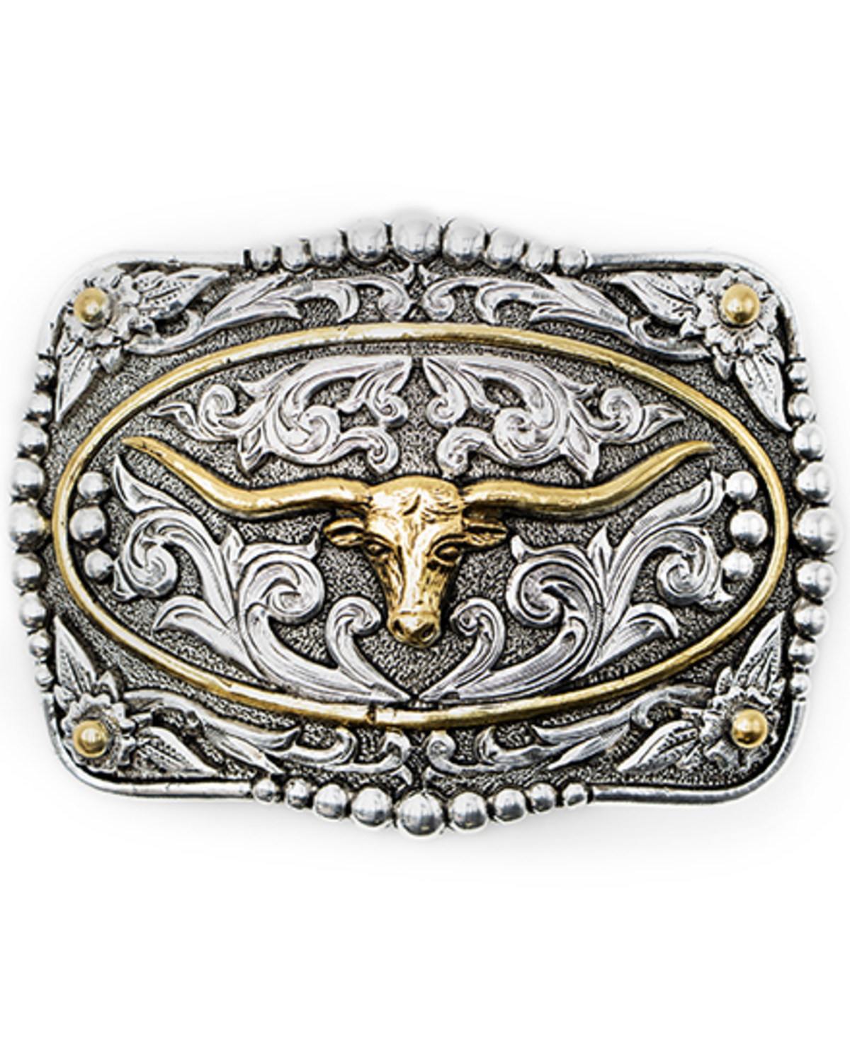 Cody James Men's Scrolled Longhorn With Gold Ring Belt Buckle