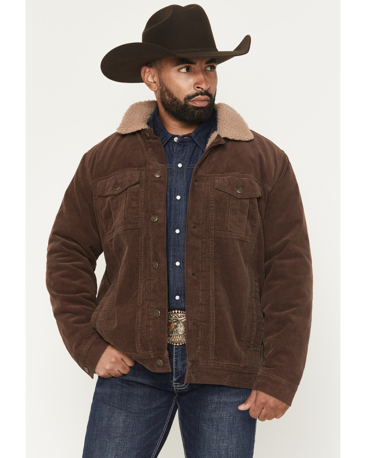 Cody James Men's Ozark Corduroy Sherpa Lined Heavyweight Trucker Jacket