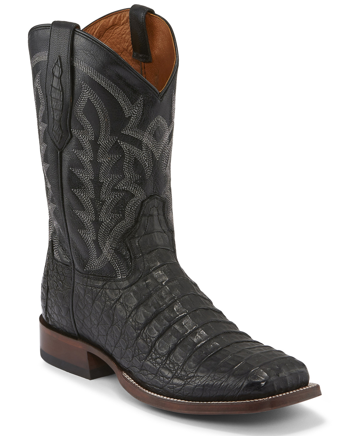 Tony Lama Men's Black Hornback Caiman Boots - Square Toe | Boot Barn
