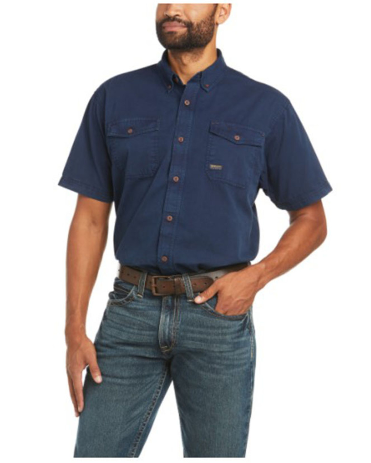 Ariat Men's Rebar Washed Twill Short Sleeve Button Down Work Shirt