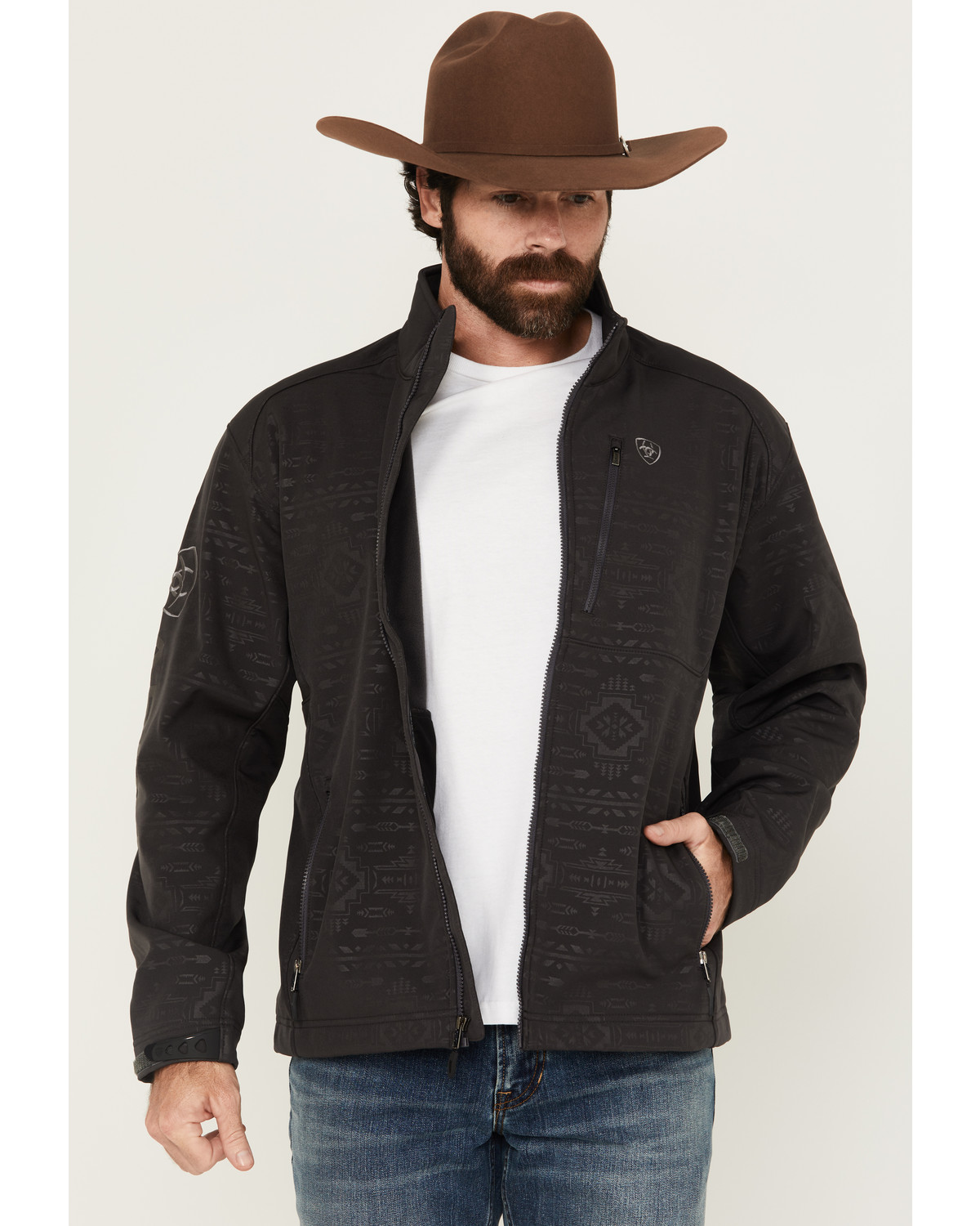 Ariat Men's Phantom Embossed Southwestern Print Logo 2.0 Softshell Jacket