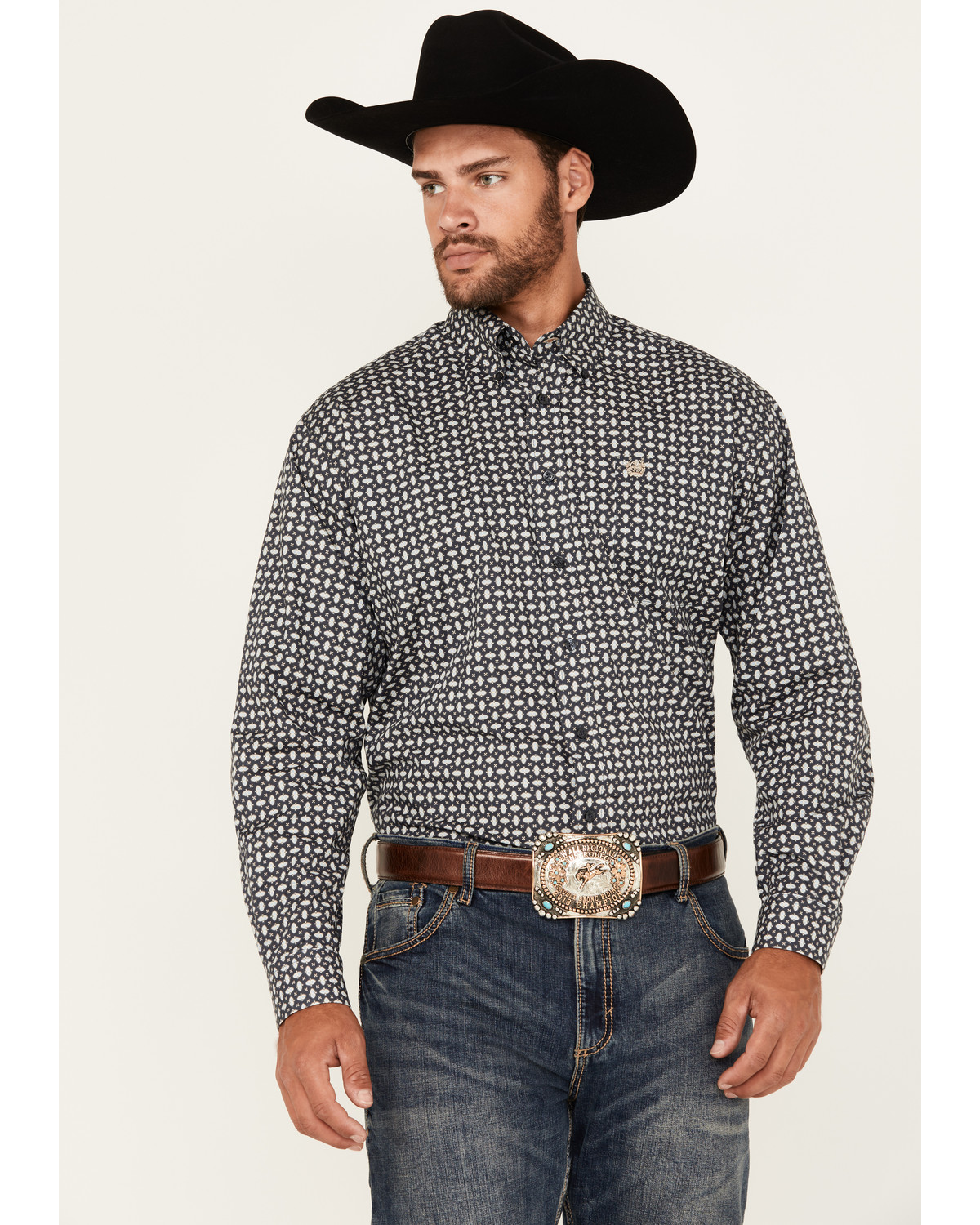 Cinch Men's Geo Print Long Sleeve Button-Down Stretch Western Shirt