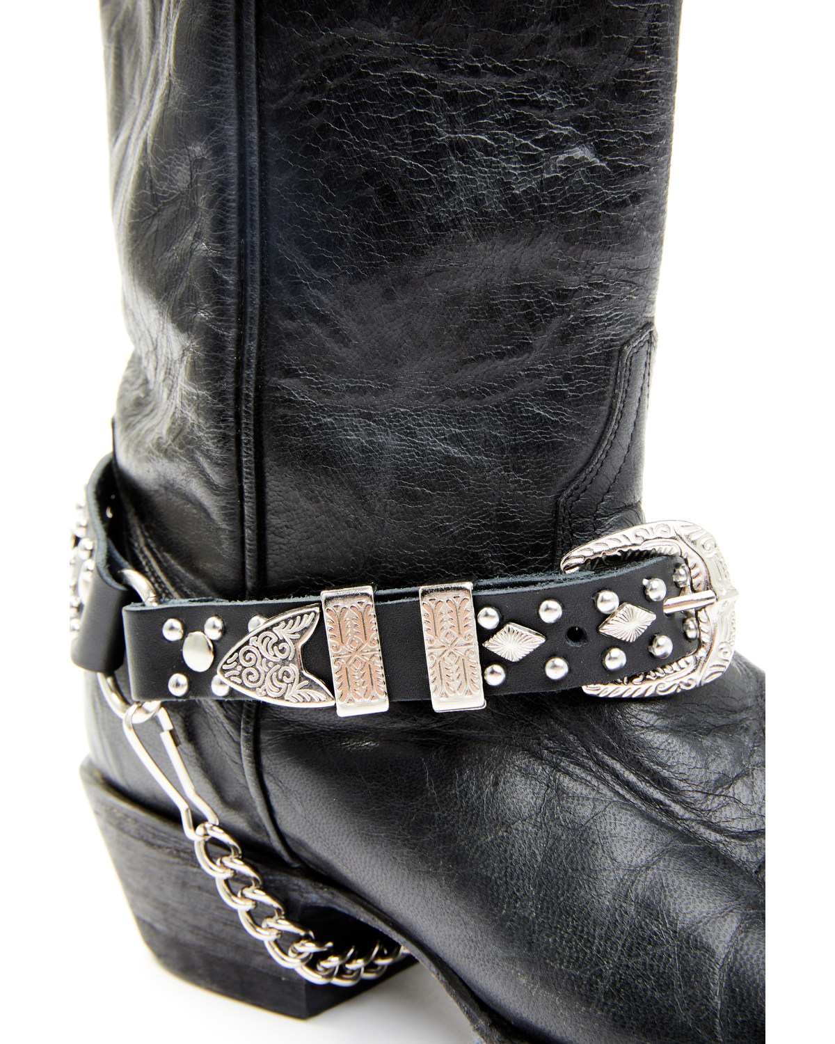 leather boots with straps