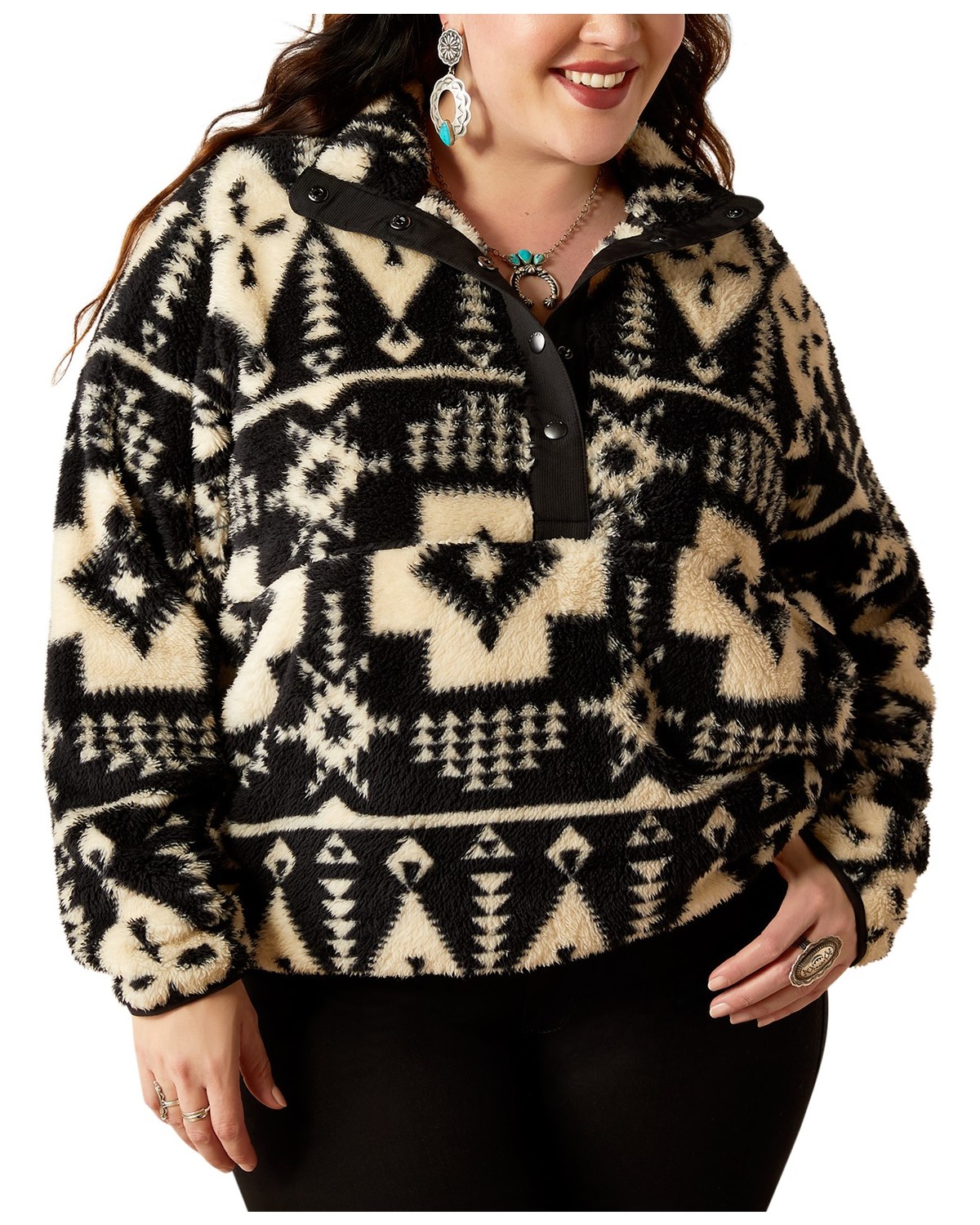 Ariat Women's Berber Southwestern Print Sherpa Pullover - Plus