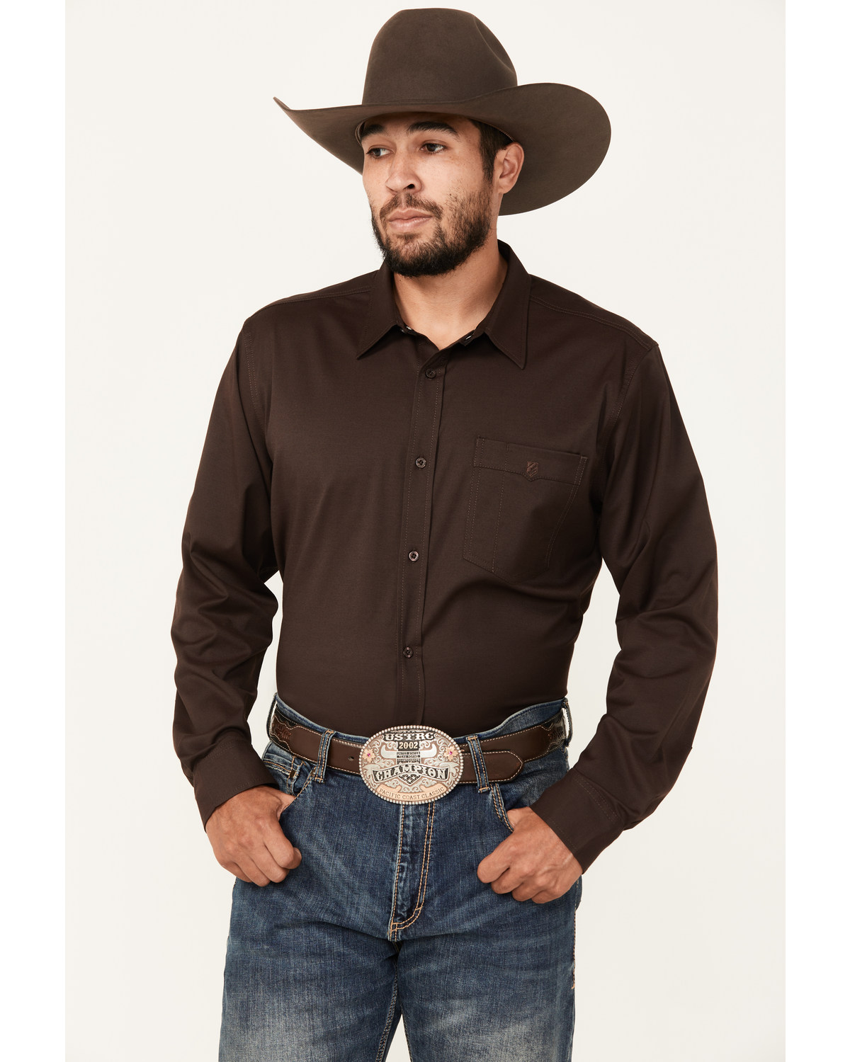 RANK 45® Men's Logo Long Sleeve Button-Down Performance Western Shirt