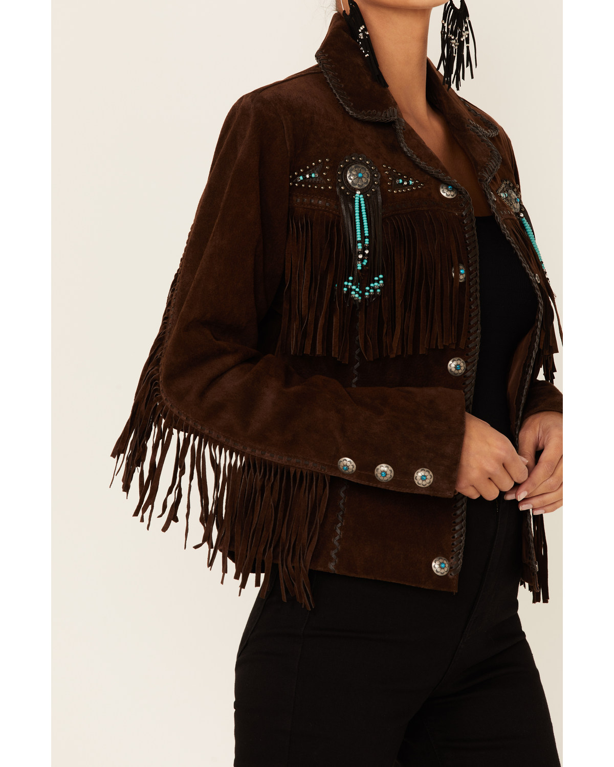 Scully Fringe & Beaded Boar Suede Leather Jacket Boot Barn
