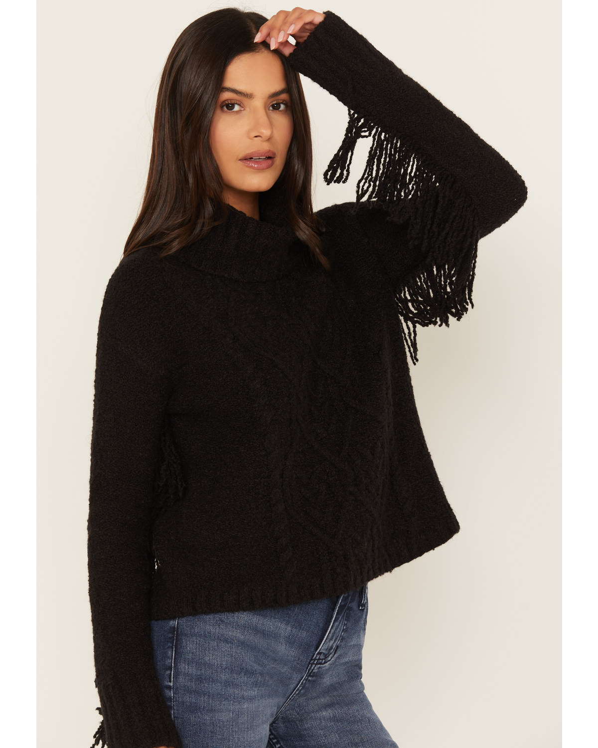 Shyanne Women's Cable Fringe Sweater