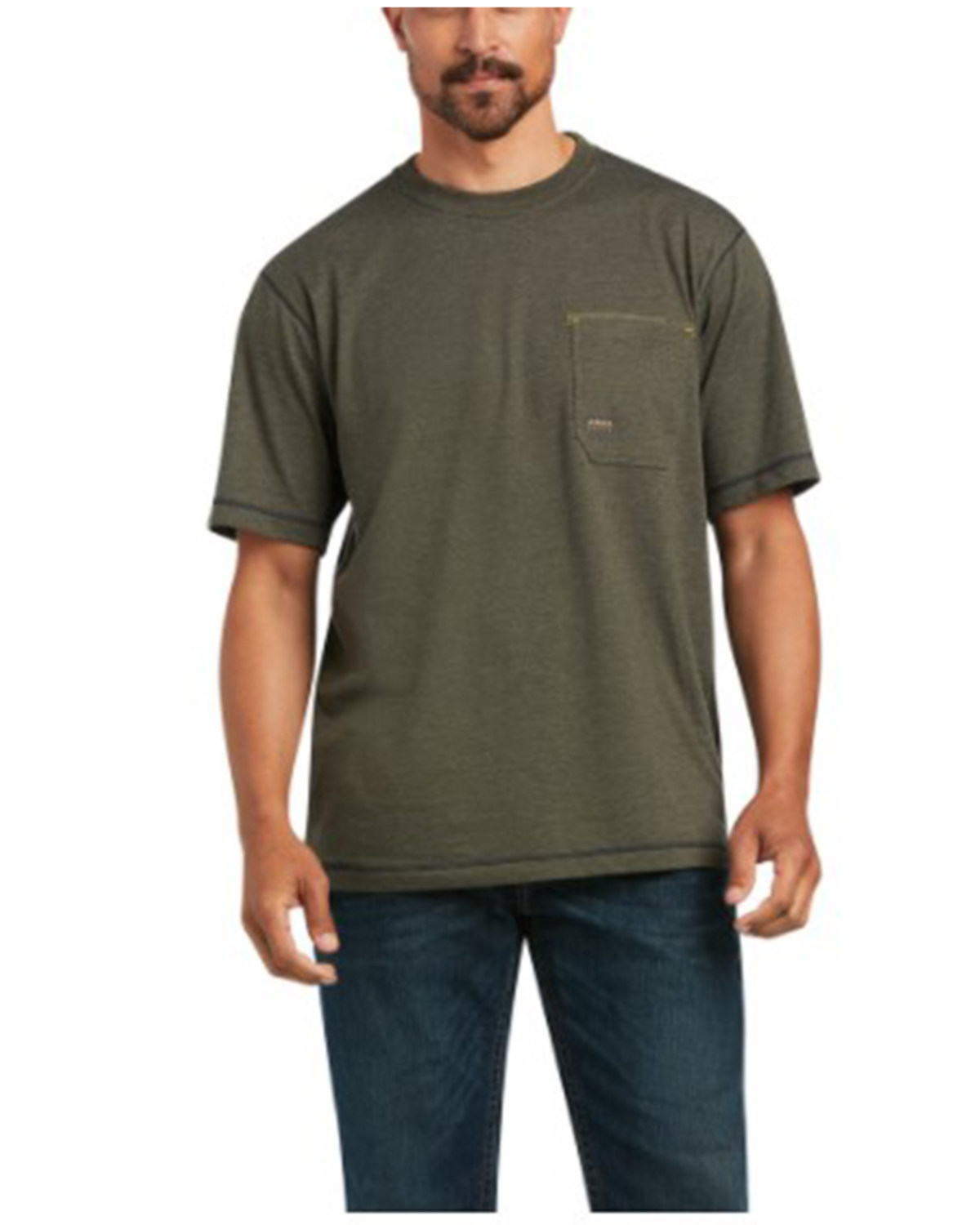 Ariat Men's Heather Sage Rebar Workman Reflective Flag Graphic Short Sleeve Work T-Shirt - Tall