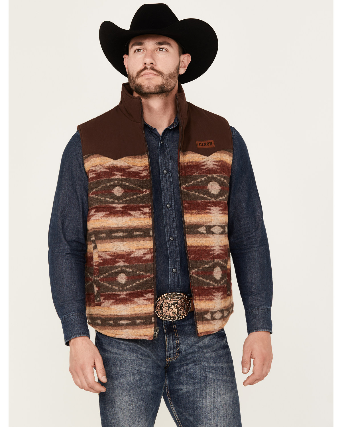 Cinch Men's Canvas Reversible Quilted Southwestern Zip Vest