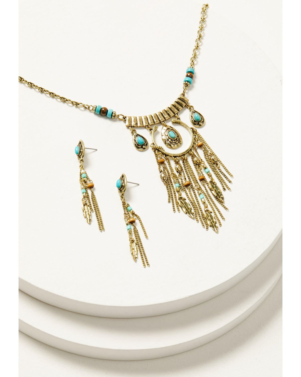 Shyanne Women's Desert Boheme Beaded Necklace and Earring Jewelry Set
