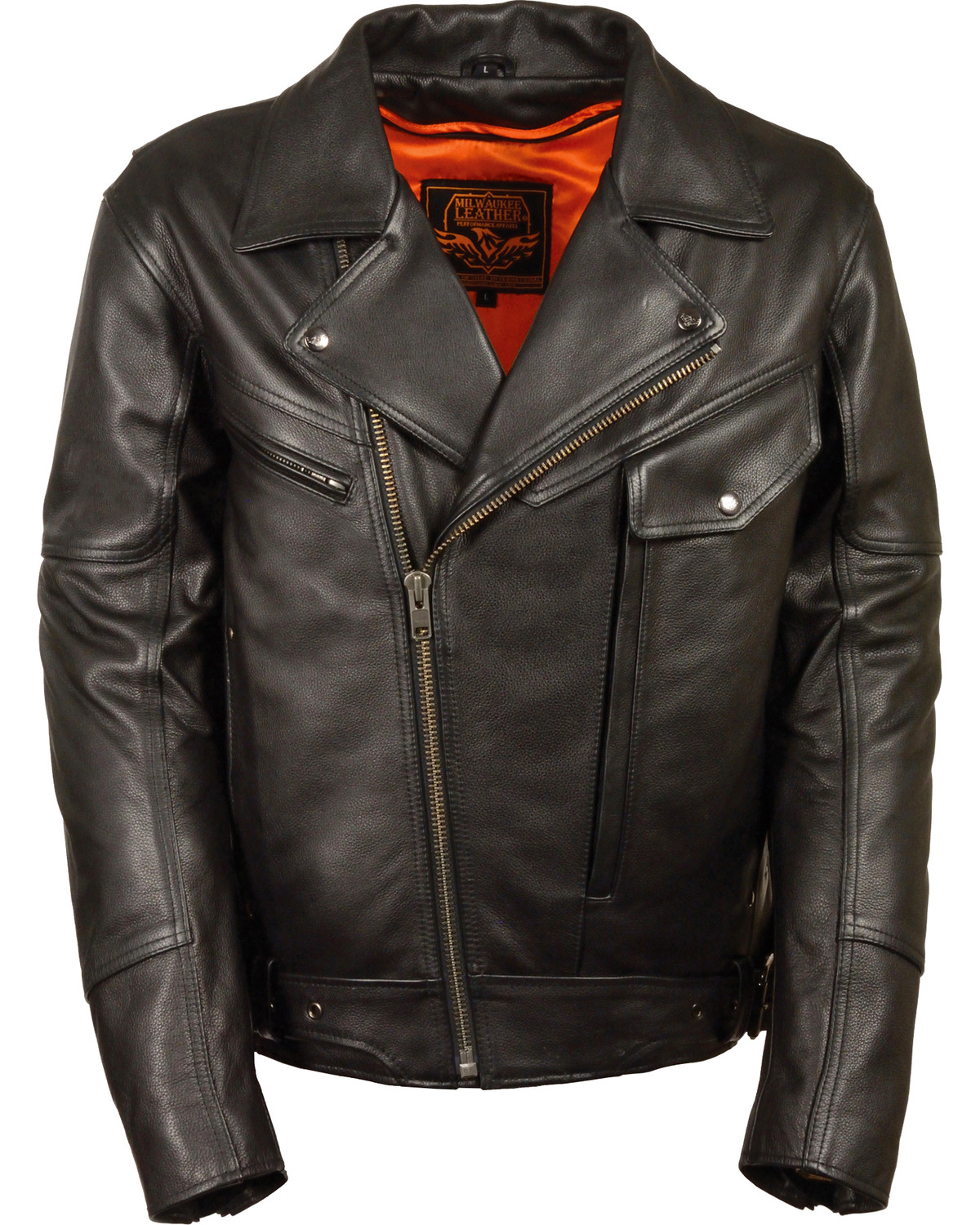 Milwaukee Leather Men's Side Set Belt Utility Pocket Motorcycle Jacket