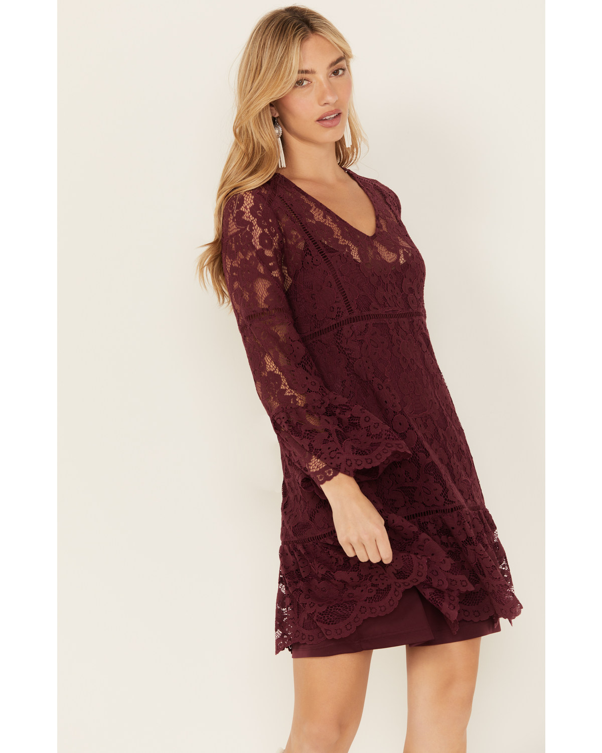 Scully Women's Lace Crochet Bell Sleeve Dress